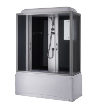 Душевая кабина без гидромассажа с ванной,тонир.секло,черные зад.стенки,170*75*215см — 