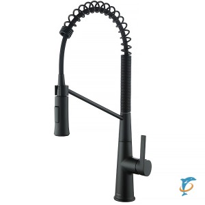Смеситель для кухонной мойки Azario SPRING выдвижной излив, керамический картридж, подключение к фильтру для воды, чёрный (AZ-VGT569183PA)  (AZ-VGT569183PA)