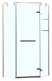 Душевое ограждение Azario MONTREAL 1000х1000х2000 R, со стеклянной полкой, без поддона, прозрачное стекло 8 мм, цвет профиля золото (AZ-NWG3231 1000 R) — 