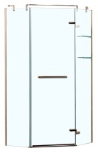 Душевое ограждение Azario MONTREAL 1000х1000х2000 R, со стеклянной полкой, без поддона, прозрачное стекло 8 мм, цвет профиля золото (AZ-NWG3231 1000 R) — 