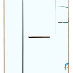 Душевое ограждение Azario MONTREAL 1000х1000х2000 R, со стеклянной полкой, без поддона, прозрачное стекло 8 мм, цвет профиля золото (AZ-NWG3231 1000 R) (AZ-NWG3231 1000 R)