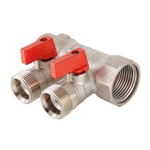 Коллектор с отсекающими кранами, под «евроконус» VALTEC 1&quot; x 2 вых., «евроконус» — 