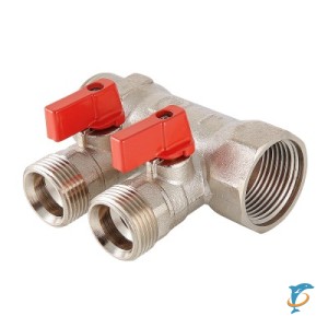 Коллектор с отсекающими кранами, под «евроконус» VALTEC 1" x 2 вых., «евроконус»  (VTc.580.NE.0602)