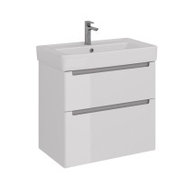 Тумба Lemark BUNO 80 см под 1 раковину, подвесная/напольная, 2 ящика, цвет корпуса, фасада: Белый глянец — 