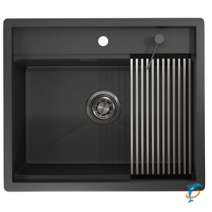Стальная кухонная мойка Granula KS-6051 черный матовый  (KS-6051 черный матовый)