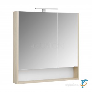 Зеркальный шкаф Aquaton Сканди 85 белый, дуб верона  (1A252302SDB20)