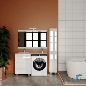 Тумба с раковиной напольная Style Line Даллас Леон 120 R 3 ящика Люкс Plus Белая  (СС-00002439+СС-00002437)