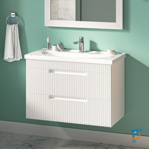 Тумба с раковиной Brevita Ariana 80 подвесная с 2 ящиками (ARI-01080-0742Я+Р-Евв14080-Д)