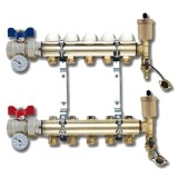 Коллекторная группа 1&quot; на 5 выхода с кронштейнами Tiemme серии 3875  — Коллекторная группа с кронштейнами Tiemme 