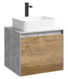 Тумба с раковиной Aqwella 5 Stars Mobi 60 подвесная, бетон светлый, дуб балтийский (раковина Джой) — 