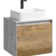 Тумба с раковиной Aqwella 5 Stars Mobi 60 подвесная, бетон светлый, дуб балтийский (раковина Джой)  (MOB0106BS+MOB0706DB+641945)