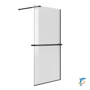 Душевая перегородка Niagara Nova NG-670-12ВLACK (120х195) черный матовый, стекло прозрачное, с полкой (NG-670-12ВLACK)