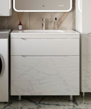 Тумба с раковиной Style Line Марелла 80 напольная, белая, антискрейтч глянец — 