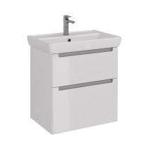 Тумба Lemark BUNO 70 см под 1 раковину, подвесная/напольная, 2 ящика, цвет корпуса, фасада: Белый глянец — 