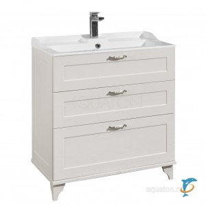 Тумба с раковиной Aquaton Леон 80Н дуб , белая  (1A187801LBPS0 + Aquaton_1A708031FB010)