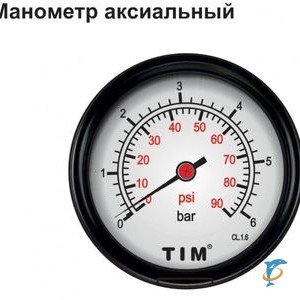 Манометр аксиальный TIM 1/4 6 bar (Y-50T-6)
