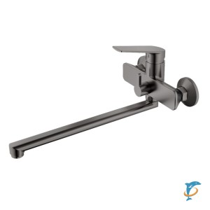 Смеситель для ванны HAIBA HB22533-3 длинный излив, латунь, оружейная сталь  (HB22533-3)