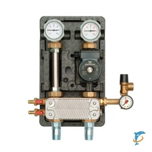 Насосная группа Meibes UK 1"с раздельным теплообменником с насосом Grundfos UPS 25-60,т/о 30 пл.  (M45811.30)