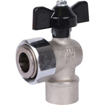 STOUT Кран шаровой с накидной гайкой угловой, ВР/накидная гайка, ручка бабочка 1/2x3/4 — 