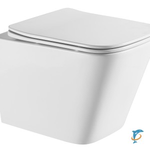 Унитаз подвесной Azario Teramo 490х345х355 безободковый, квадратный, с системой антивсплеск (Торнадо) в комплекте с сидением микролифт (AZ-0052-UQ)  (AZ-0052-UQ)