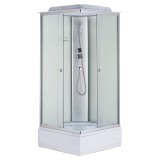 Душевая кабина Loranto 880х880х2150 белое заднее стекло, поддон 30 см, матовое стекло 4 мм, профиль хром матовый (CS-990ETM/W-90) &mdash; 