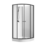 Душевая кабина Loranto NEO 100x100x(190+15) с низким поддоном 15см, прозрачное закаленное стекло 5 мм, профиль черный-матовый (CS-21800-100) — 