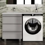 Тумба с раковиной напольная Style Line Даллас Леон 120 L 3 ящика Люкс Plus Серая — 