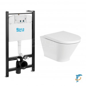 ПЭК Roca The Gap Round Pack 893105000 подвесной унитаз Rimless + инсталляция + сиденье Supralit  (893105000)