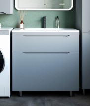 Тумба с раковиной Style Line Марелла 80 напольная, серая, антискрейтч — 