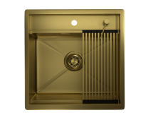 Стальная кухонная мойка Granula KS-5051 золото сатин — 
