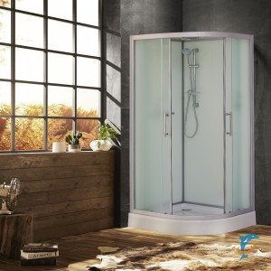 Кабина душевая ESBANO ELEGANCIA угловая, полукруглая, 100х100х210 см, с крышей, поддон белый, низкий  (ESKW100CR)