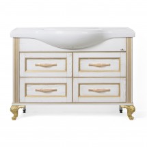 Тумба для комплекта ValenHouse Эллина 120 ясень, белая, патина золото — 