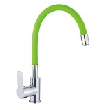 Смеситель для кухни HAIBA HB70112-12 силиконовый излив, латунь, зеленый/хром &mdash; 