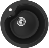 Круглая мойка с отверстием под смеситель ULGRAN U-102 ультра-черный — 