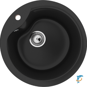 Круглая мойка с отверстием под смеситель ULGRAN U-102 ультра-черный (U-102-344)