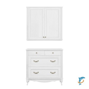Комплект ValenHouse Лиора 90 белый комод и шкаф, фурнитура бронза  (Л90_ККШББ)