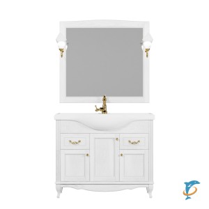 Комплект мебели ValenHouse Эллина 105 белый без пенала, фурнитура золото  (Е105_КТЗБЗ)