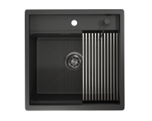 Стальная кухонная мойка Granula KS-5051 черный матовый — 
