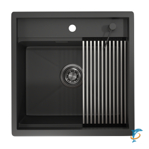 Стальная кухонная мойка Granula KS-5051 черный матовый  (KS-5051 черный матовый)