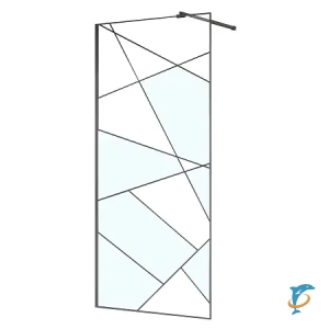 Душевая перегородка Azario Walk-in 1000x1950 в рамке, графический принт, толщина стекла 8 мм, профиль графит матовый (AZ-271-100-MGR-CGP)  (AZ-271-100-MGR-CGP)