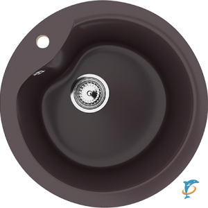 Круглая мойка с отверстием под смеситель ULGRAN U-102 шоколад  (U-102-345)