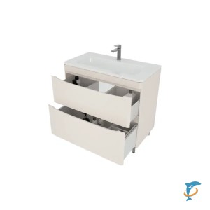 Тумба с раковиной напольная Style Line Бергамо мини 90, люкс plus антискрейтч, карамель  (СС-00002534+СС-00002360)