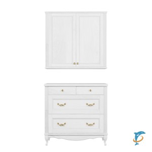 Комплект ValenHouse Лиора 90 белый комод и шкаф, фурнитура золото  (Л90_ККШБЗ)