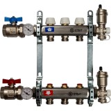 Коллектор STOUT из нержавеющей стали в сборе без расходомеров 3 выхода — Коллекторные блоки STOUT производятся в Италии под тщательным контролем, проходя многочисленные тесты и сертификацию оборудования.