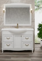 Тумба с раковиной ValenHouse Эллина 120/2 белая, фурнитура бронза  — 