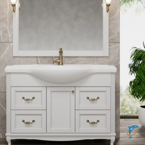 Тумба с раковиной ValenHouse Эллина 120/2 белая, фурнитура бронза   (E2120_ТББ+Классик 1200)