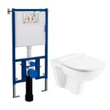 Сет LORANTO Инсталляция + Azario Pavia (круглый) подвесной безободковый унитаз с сиденьем микролифт — 