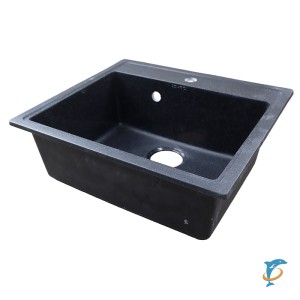 Кухонная мойка AZARIO Onda 565x505x200 искусственный мрамор, сифон в комплекте, цвет черный (CS00105224)  (CS00105224)