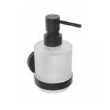 Дозатор стеклянный матовый 200мл с держателем Sapho X-Round Black XB101, чёрный — 