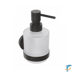 Дозатор стеклянный матовый 200мл с держателем Sapho X-Round Black XB101, чёрный  (XB101)